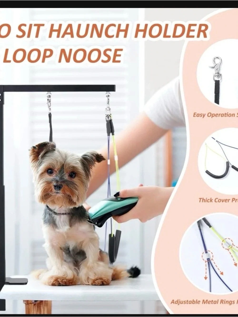 Professional Dog Grooming Noose Restraint - White & Brown Dog